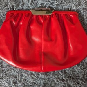 Red Clutch with Silver Accent